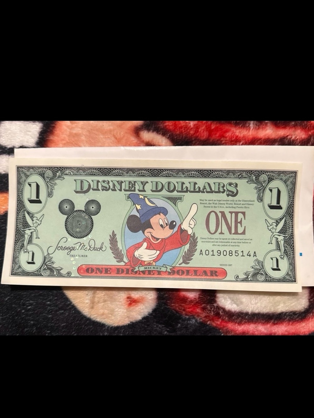 Mickey Mouse Disney Dollar with Envelope 25th Anniversary 1997